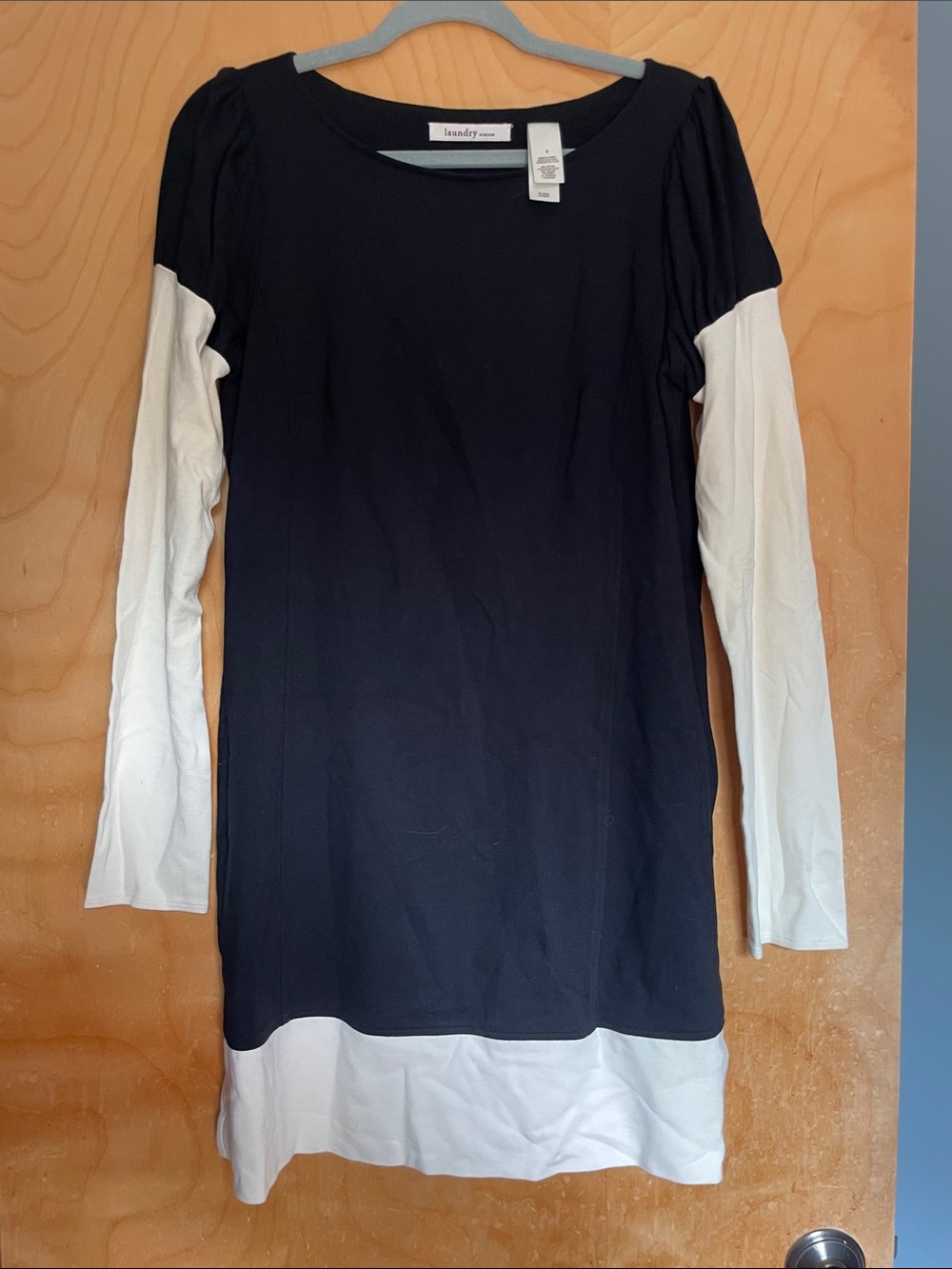 Laundry By Shelli Segal Black and White Colorblock Long Sleeve dress